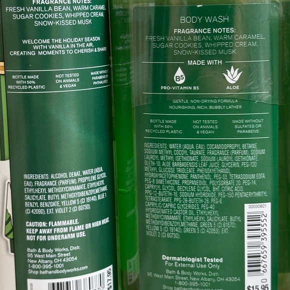 NEW B&BW Vanilla Bean Noel 4 pc set includes body cream,body wash,lotion & more - Picture 5 of 7